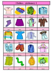 English Worksheet: clothes - pictionary 1