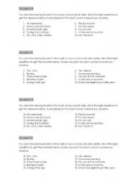 English worksheet: Job interview