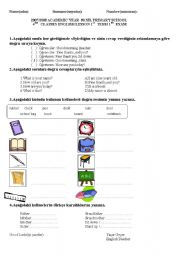 English worksheet: 4th class first term first exam