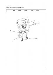 English Worksheet: Body parts in Sponge Bob