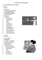 English worksheet: Classroom language