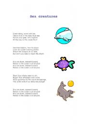English worksheet: Song about sea creatures
