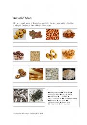 English worksheet: Nuts and Seeds