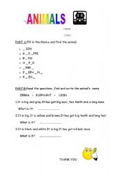 English worksheet: ANIMALS