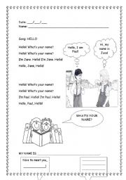 English Worksheet: Greetings - Introducing yourself