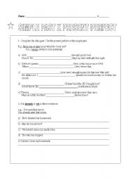 English worksheet: Simple Past x Present Perfect