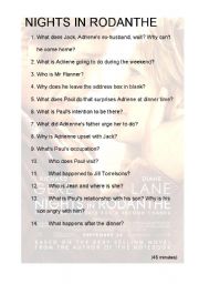 English worksheet: NIGHTS IN RODANTHE 1st Part