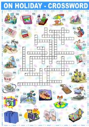 English Worksheet: ON HOLIDAY - CROSSWORD 