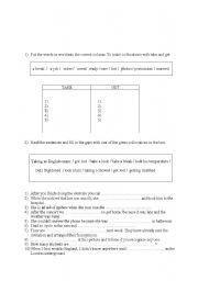 English Worksheet: take get