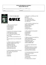 English Worksheet: Tom Sawyer quiz