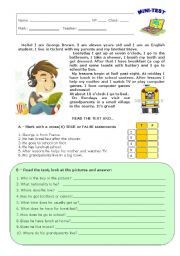 English Worksheet: MINI-TEST