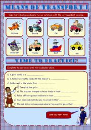 Means of Transport - Worksheet No. 1