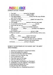 English Worksheet: PASSIVE VOICE