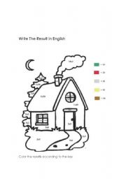 English worksheet: Write the result and Color