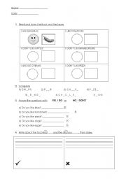 English Worksheet: likes and dislikes 