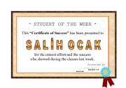 STUDENT OF THE WEEK