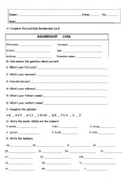 English Worksheet: Personal identification