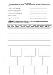 English worksheet: PAST SIMPLE  anecdote and  comic strip
