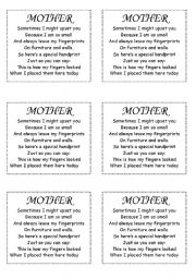 English Worksheet: mothers day