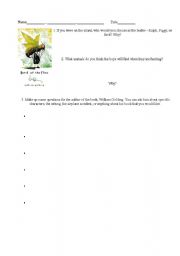 English Worksheet: Literacy Circle Tasks/Questions  for Lord of the Flies--