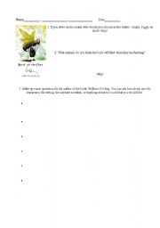 English worksheet: Literacy Circle Tasks/Questions  for Lord of the Flies--