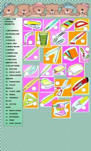 English Worksheet: SCHOOL OBJECTS 2 of 3_Label the pictures