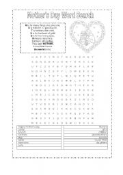 Mothers day wordsearch