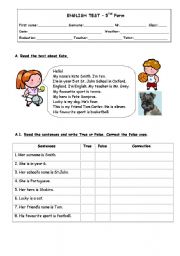 English Worksheet: English Test_Verb To be