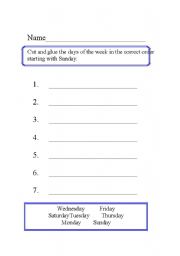 English worksheet: Days of the Week Activities