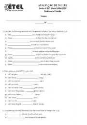 English worksheet: AVALIAO THERE TO BE
