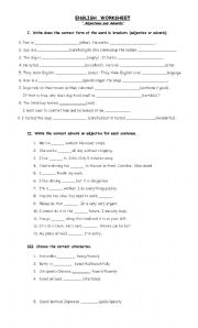 English Worksheet: Adjectives and adverbs