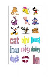 English worksheet: animals memory game