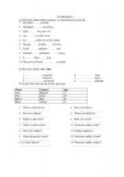 English Worksheet: possessive pronouns, subject pronoun
