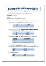 English worksheet: formacion del superlativo 