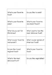 English worksheet: Food cards for conversation