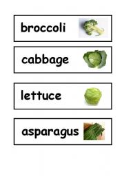 English Worksheet: Vegetable Word Cards