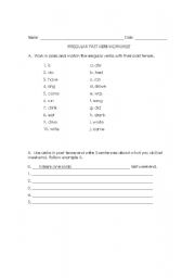 English worksheet: Irregular plurals and past tenses