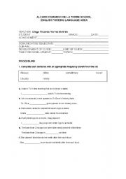 English Worksheet: frequency advrebs
