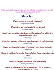 English worksheet: Sayings on Music for Advanced Students