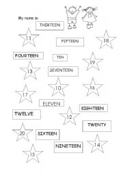 English Worksheet: Numbers 10-20