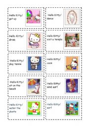 What is Hello Kitty Doing? present continuous cards 2