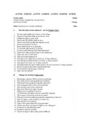 English Worksheet: Active - Passive practice or test; B&W version