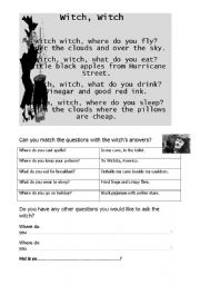 English Worksheet: Witch Witch