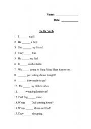 English worksheet: To Be verb 