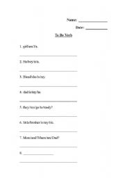 English worksheet: To be sentences/questions - unscramble