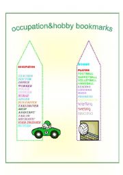 English Worksheet: Occupation and hobby bookmarks