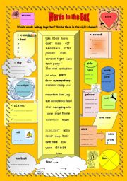 English Worksheet: Word boxes  PUT THE WORDS IN THE RIGHT SHAPE