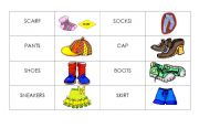 English worksheet: Clothes domino and/or memory game - beginners