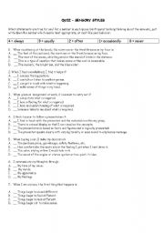 English worksheet: QUIZ - SENSORY STYLE