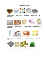 English Worksheet: Different pieces of things